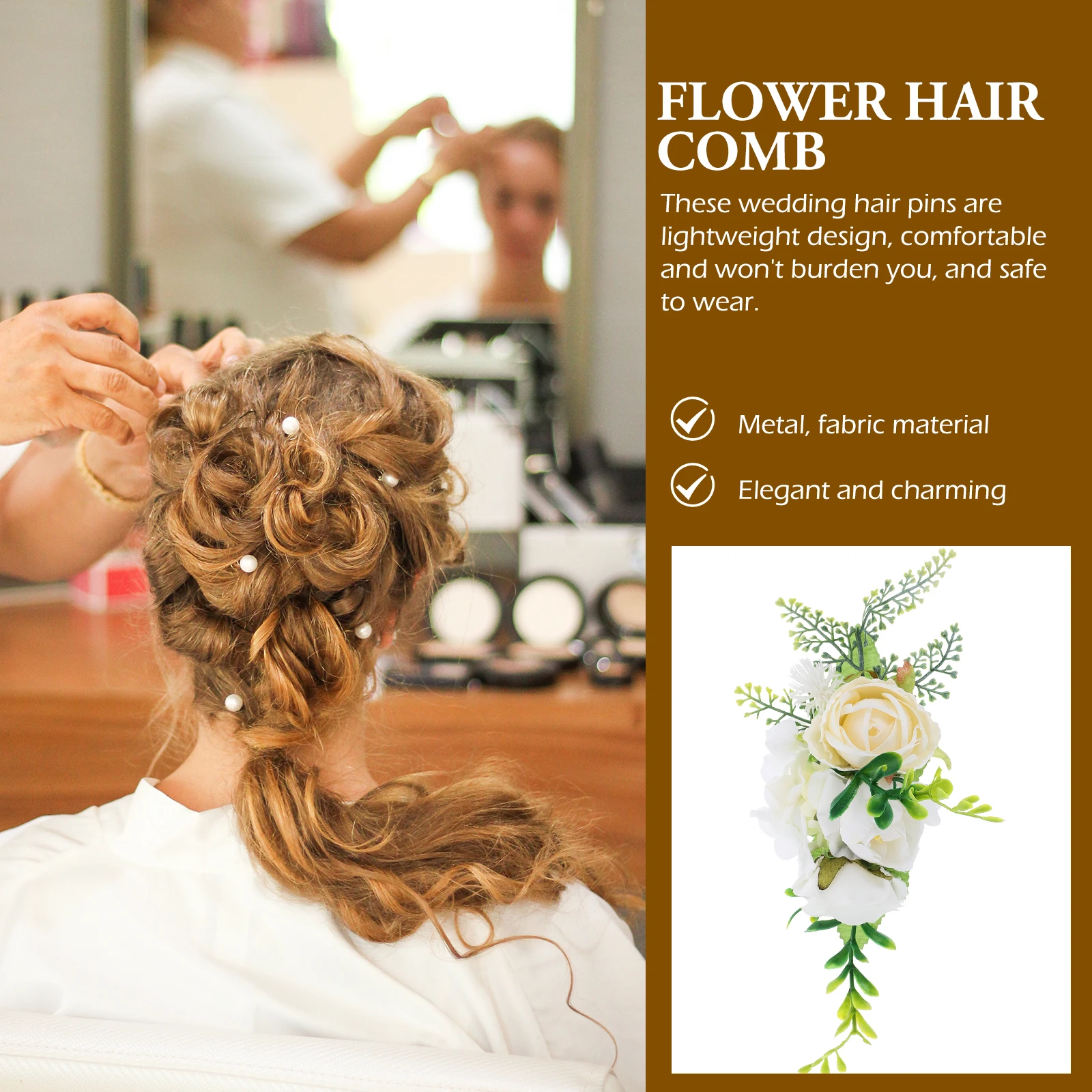 

Hair Comb Simulated Rose Seaside Resort Accessories for Girls Bachelorette Cloth Women Combs