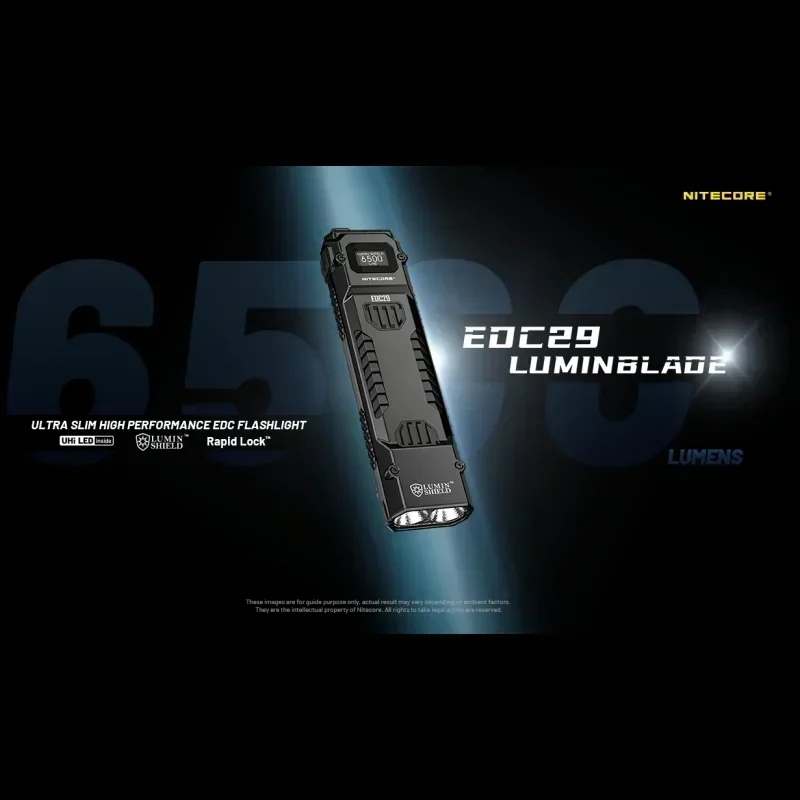 NITECORE EDC29 USB-C Rechargeable EDC Flashlight 6500Lumens With OLED Display Built-in 2,500mAh battery