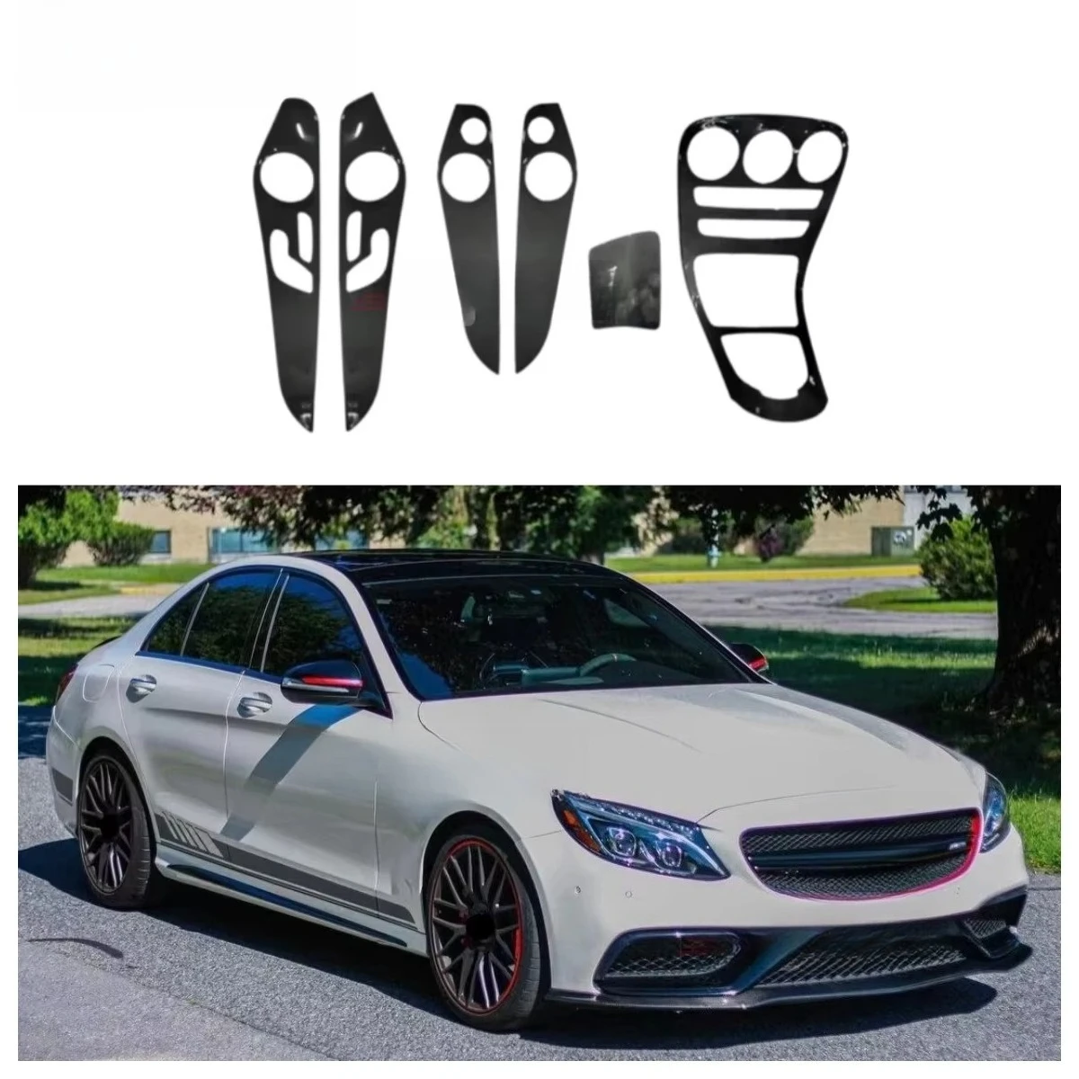High Quality W205 C63 C43 Carbon Fiber Interior Accessories for W205 C63s C300 C43 Sedan Carbonfiber Interior Trim Body Kit