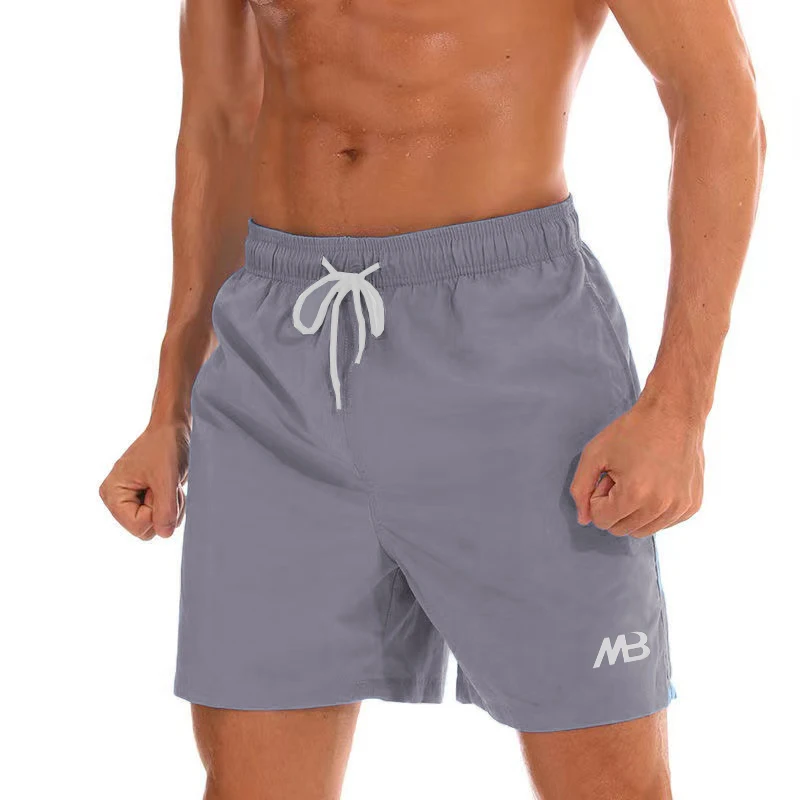 Pantalones cortos elásticos de secado rápido para hombre, pantalones cortos de natación, cintura elástica, ajustados, para entrenamiento en la playa