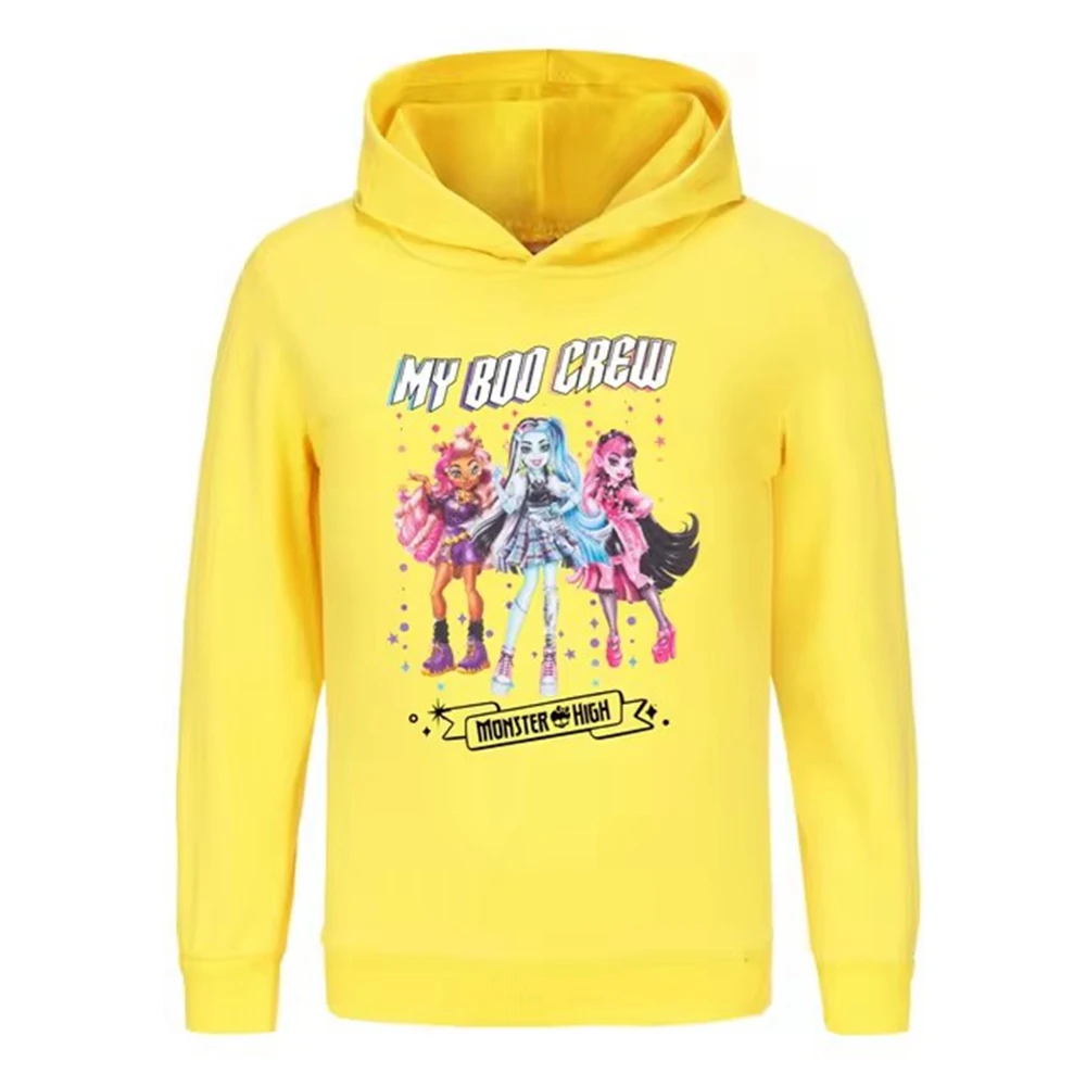 Funny Monster High Kids Hoodie Toddler Girls Cartoon Clothes Baby Boys Long Sleeve Sweatshirt Spring Autumn Children\'s Clothing