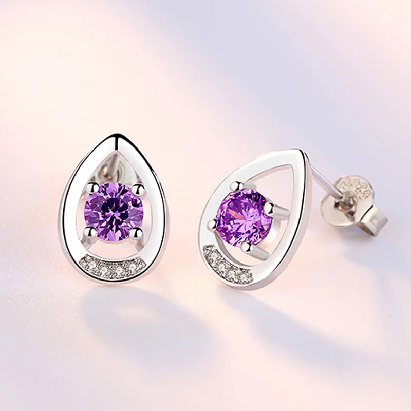 Koreanische Neue Design Mode Wasser Tropfen Schmuck Mädchen Stud Ohrringe Luxus Transparent Glas Kristall Partei Ohrringe für Frauen Geschenk
