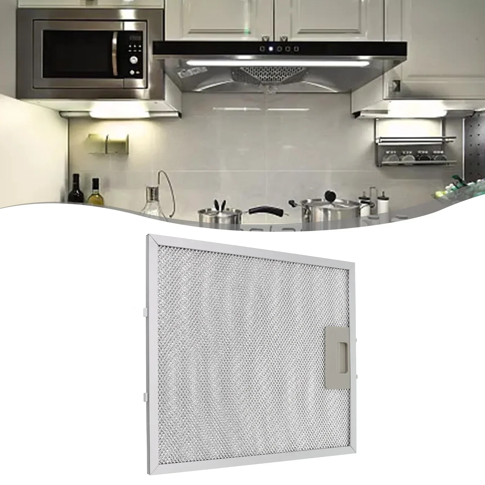 Aço inoxidável Cozinha Fogão Range Hood Filtro, Metal Mesh Extrator, Vent Range Hood Filtros, 305x267x9mm, Prata