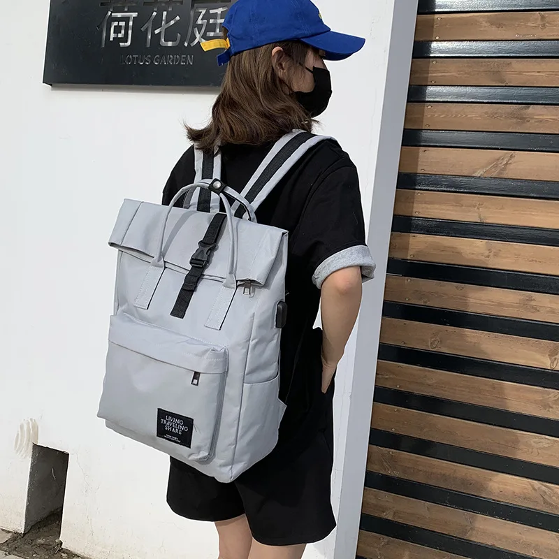 Female Cute College Backpack Girl Travel Book Backpack Foldable large capacity Ladies Canvas Bag Women Laptop Men School Bags 가방