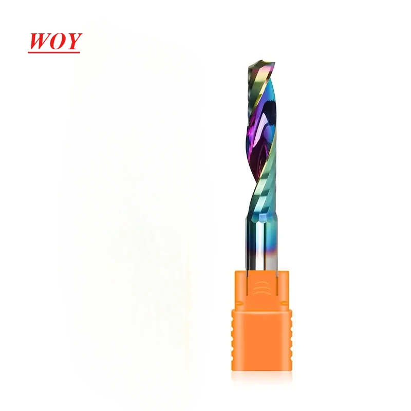 

WOY HRC65 3.175mm Single Flute Colorful Coating Milling Cutter Tungsten Steel Carbide For Aluminum PVC Carving Cutters