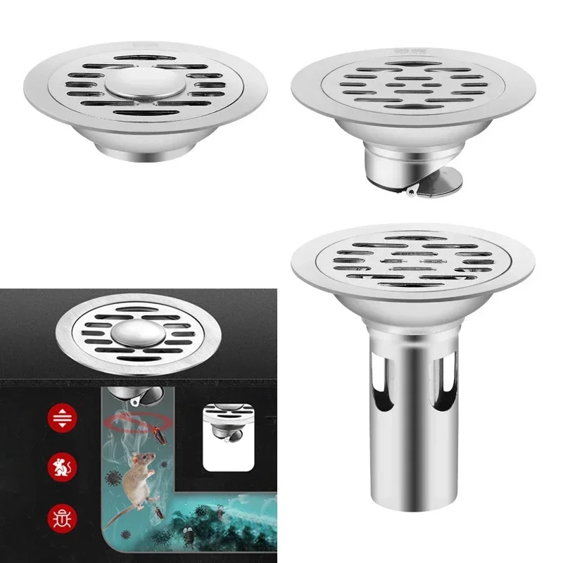 304 Stainless steel Floor Drains Anti-odor Drainer Shower Strainer Cover Bathtub Ground Leakage Bathroom Hardware Accessories