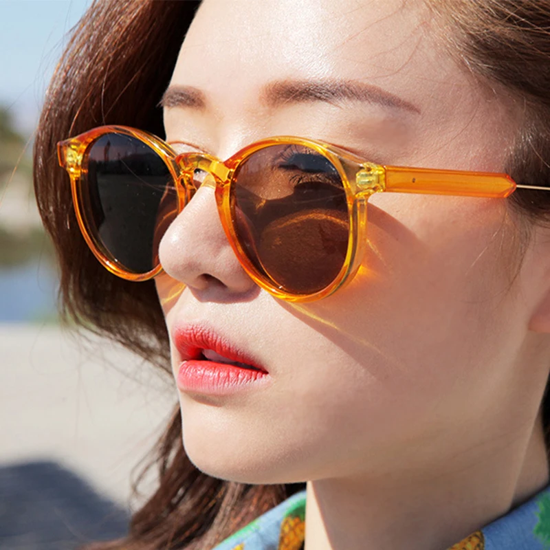 Neue trendige Retro-Sonnenbrille mit Textur, runder Rahmen, modische Sonnenbrille 3185