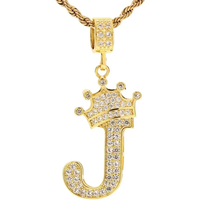 

Letter necklace, crown necklace, men's and women's 18K gold-plated letter pendant, hip-hop letters