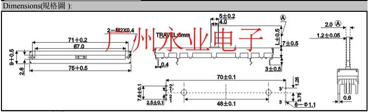 2 Piece SC6021N Mono A10K A103 75MM Straight Slide Push Pull Potentiometer Dimming Console Mixer Sliding Fader