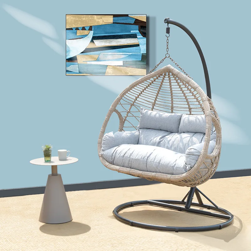 Rattan Patio Rocking Basket Hanging Egg swing Chair With Stand Balcony Courtyard Hammock Chair