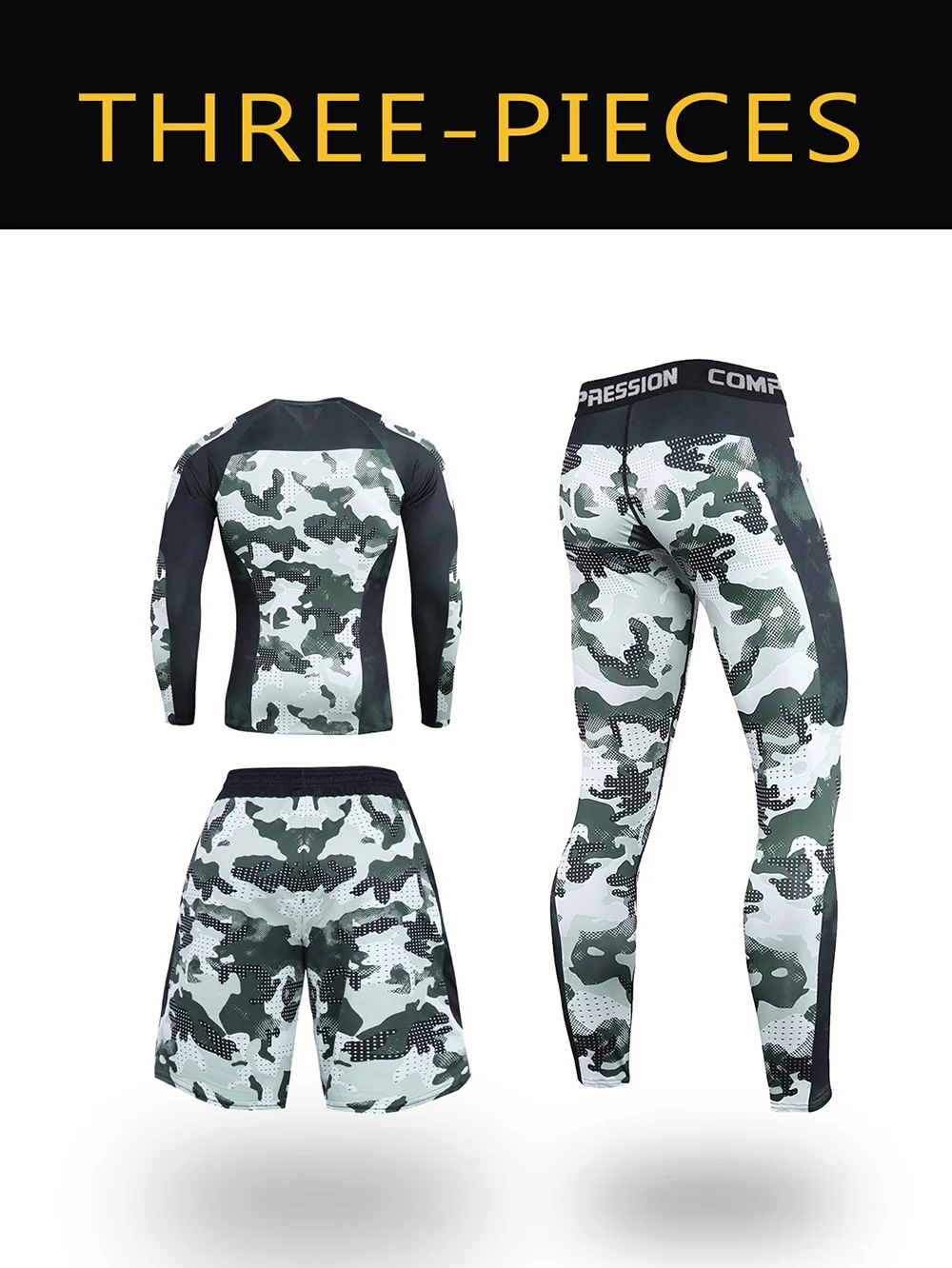 3-piece Sports Set Men\'s Running Set Breathable Slow Running Basketball Underwear Tight Sports Clothing Gym Fitness Sports Suit