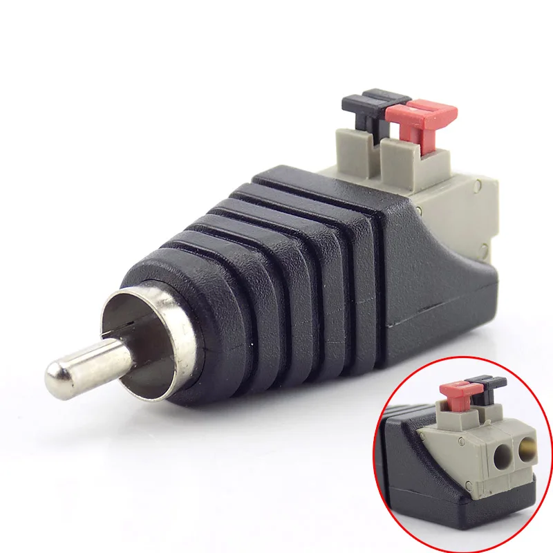 2pcs Speaker RCA Male Professional Jack Press Plug RCA Connector Adapter Cable For Speaker Wire Cable CCTV Audio