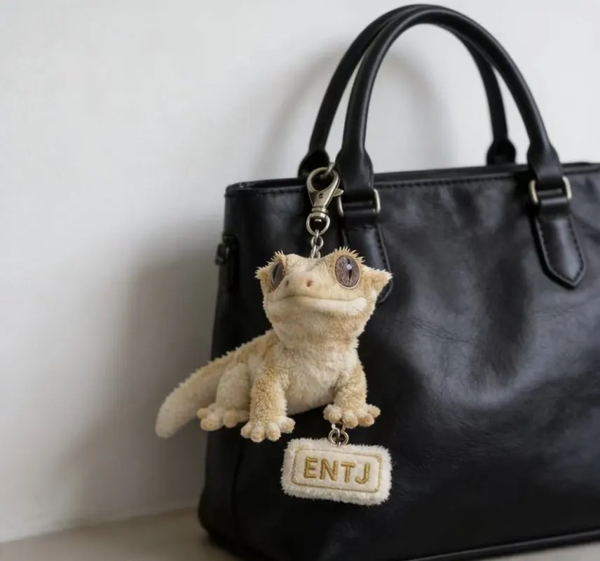 Chaveiro de Pelúcia Gecko Crestado Fofo e Macio, Pingente de Bolsa Kawaii Estilo Entj, Charm para Mochila, Presente de Ano Novo para Amigos
