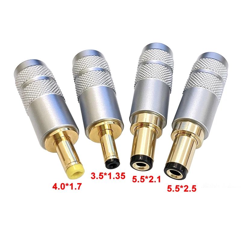 Wysokiej jakości miedziane złoto 5,5 x 2,5 5,5 x 2,1 4,0 x 1,7 3,5 x 1,35 mm DC Power Jack Wtyczka męska Metalowe złącze Adapter — zdjęcie 6
