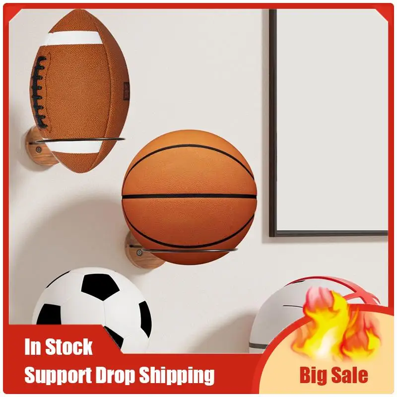 A35F New Foldable For Basketball Holder Wall Mount(2 Pcs), Ball Storage Rack Supports For Basketball, Soccer Volleyball, Footbal