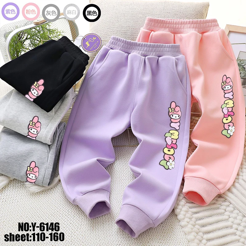 

2024 My Melody Clothes Kawaii Sanrio Anime Children Pants Girl Heart Sweet Cute Cartoon Babys Sweatpants Trousers Gift for Kids