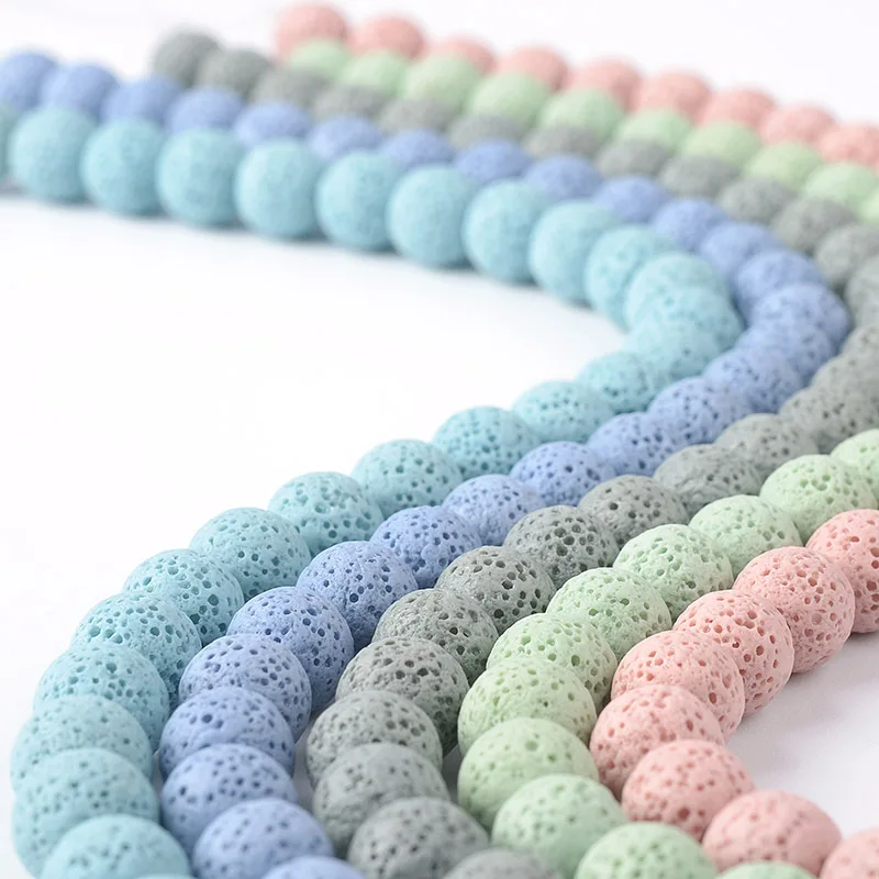 6mm-16mm Colored Volcanic Lava Round Jewelry Blue Lava Loose Energy Treatment Beads Jewelry Making DIY Bracelet Jewelry