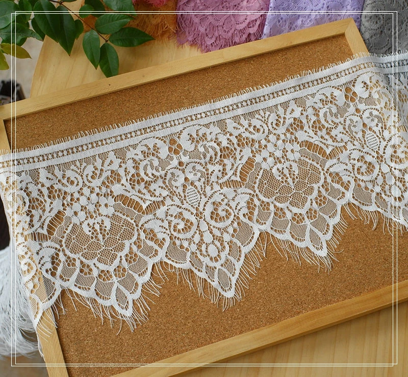 17cm Width Color Flower Embroidered Lace Fabric Eyelashes Trim Ribbons DIY Sewing Handmade Garment  Materials 3M