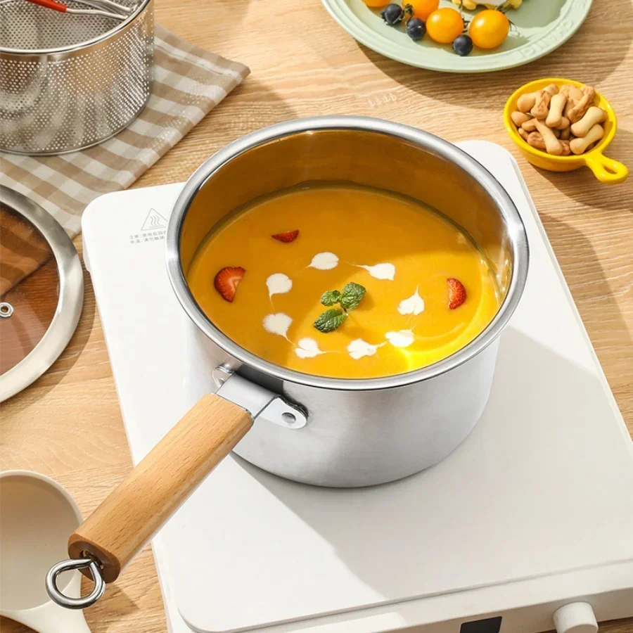 SUS304 stainless steel pasta pot, deep fryer, cooking pot with filter mesh bag,  complementary food pot,household frying pot view 3
