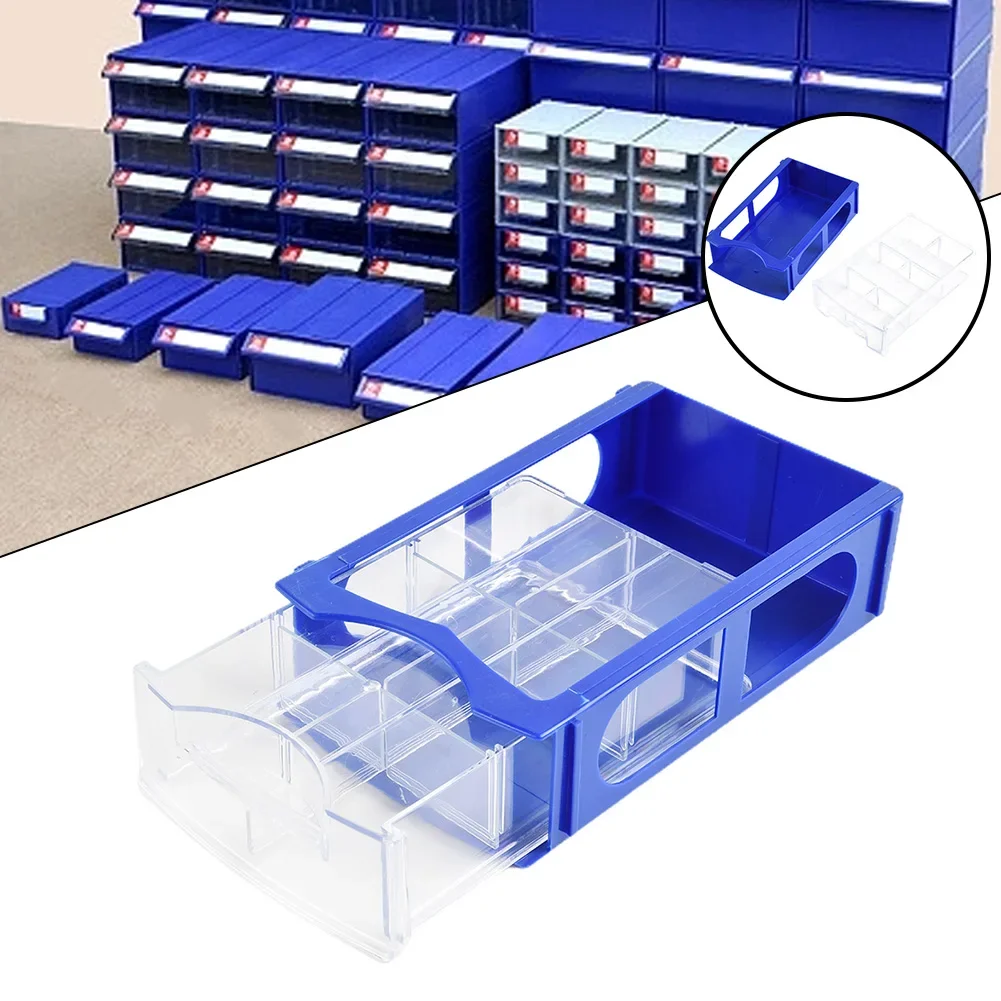 1PC Blue/transparent Crafts Storing Hardware Tool Boxes Workshop Equipment Storage Box Parts Box PE Stackable 160*95*40mm