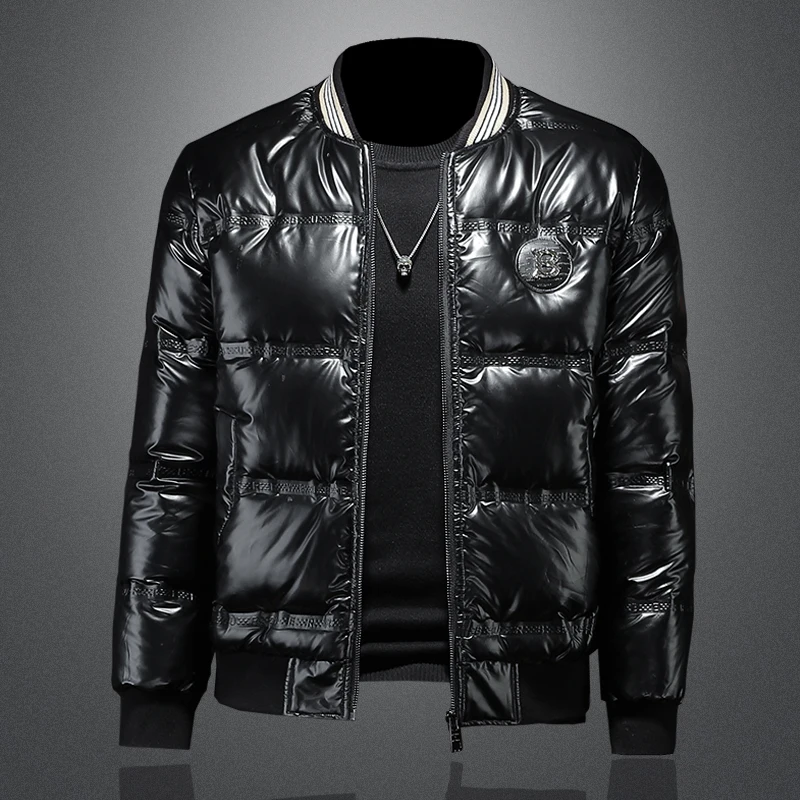 

Мужская короткая пуховая куртка 2025: Новинка осенне-зимнего сезона, белая, повседневная, больших размеров, с глянцевой поверхностью, модная верхняя одежда