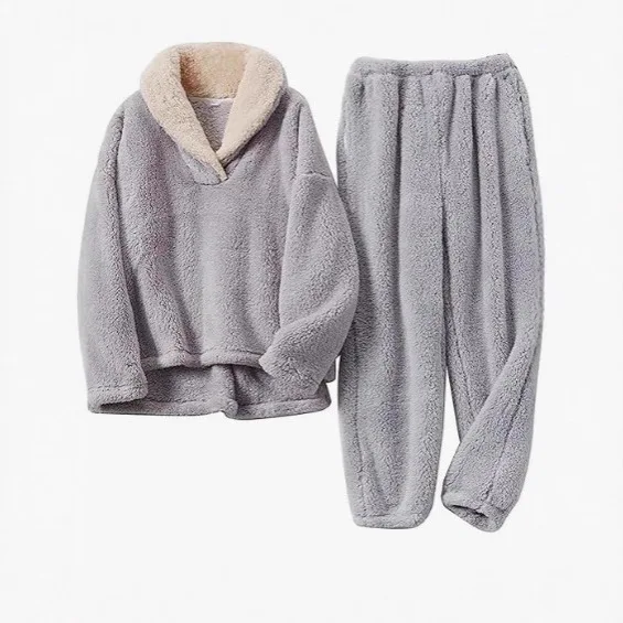 

Women's Fluffy Pajamas Set, Wool Pullovers, Plush Casual and Comfortable Winter with Pocket Tide