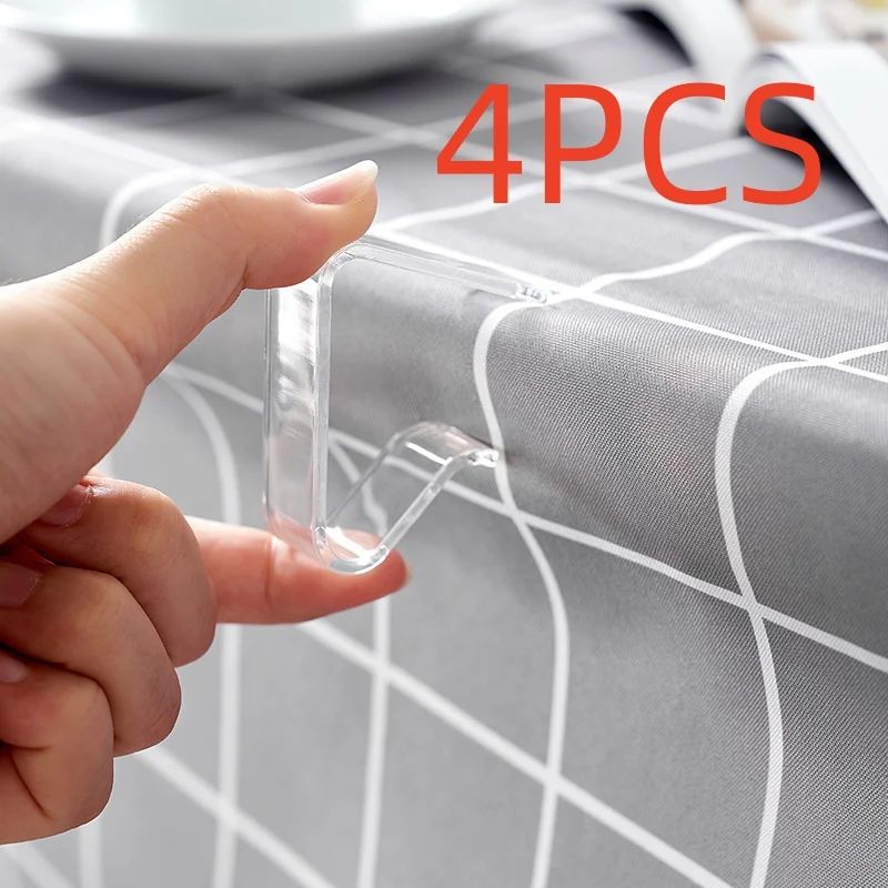 Transparent Dining Table Cloth Fixed Clip, Household Tablecloth, Tabletop, Invisible, Anti Slip, Non Punching