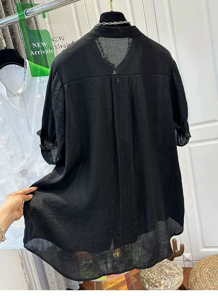 Large size fake two piece vest splicing light and thin short sleeved shirt for women, loose 2024 summer new item