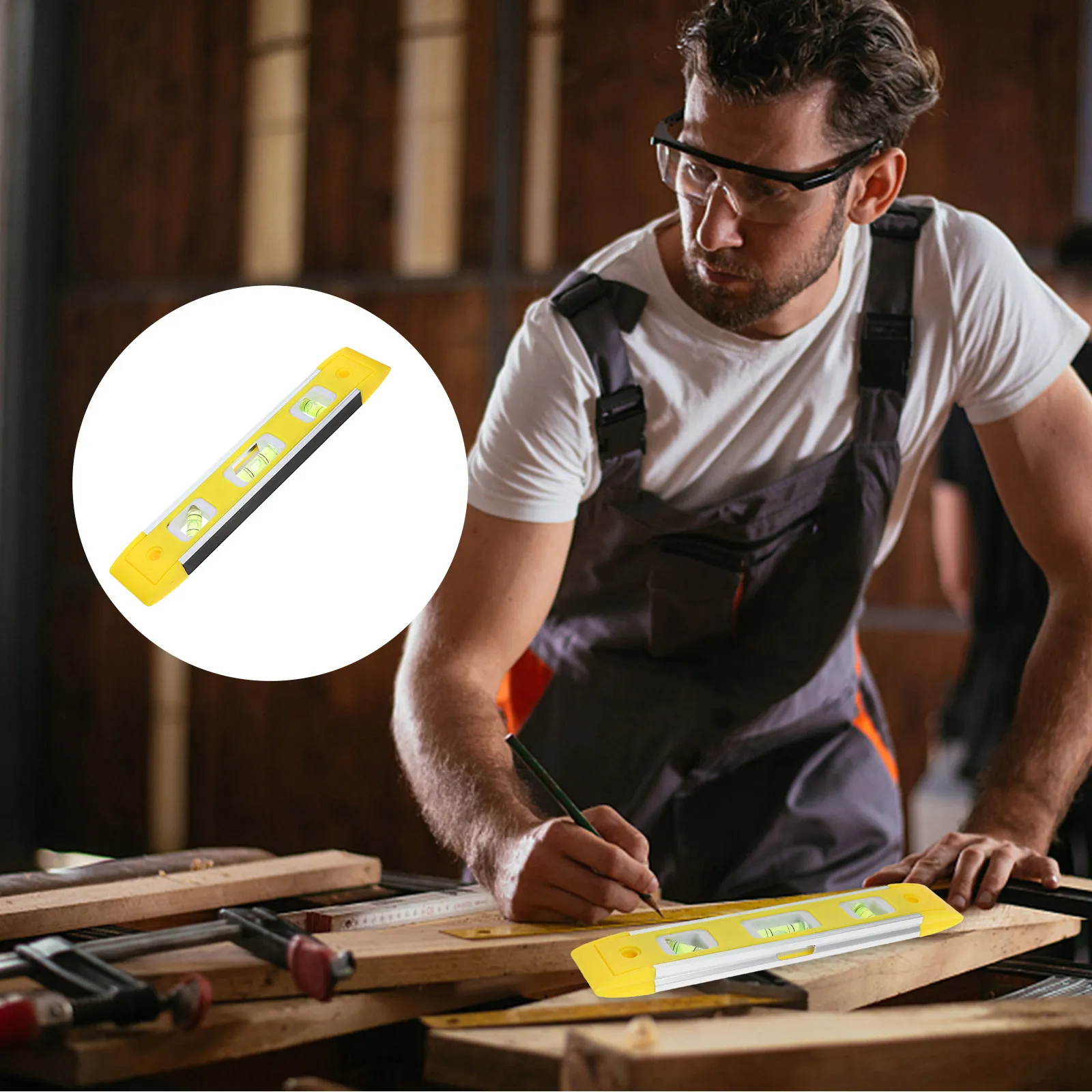 Small Mini Aluminum Alloy Level Bubble Spirit Level Magnetic Measuring Tool Portable Reinforced Levelling Device