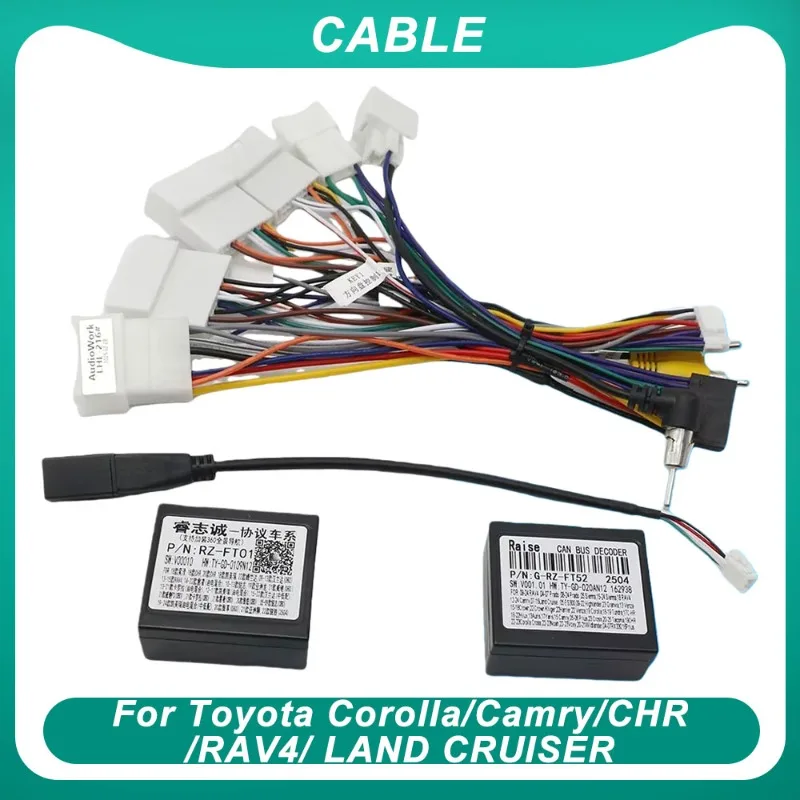 

Canbus Box RZ-FT01 RZ-FT52 для Toyota Corolla/Camry/CHR/RAV4/LAND CRUISER с жгутом проводов, кабель питания, автомобильный радиоприемник на базе Android