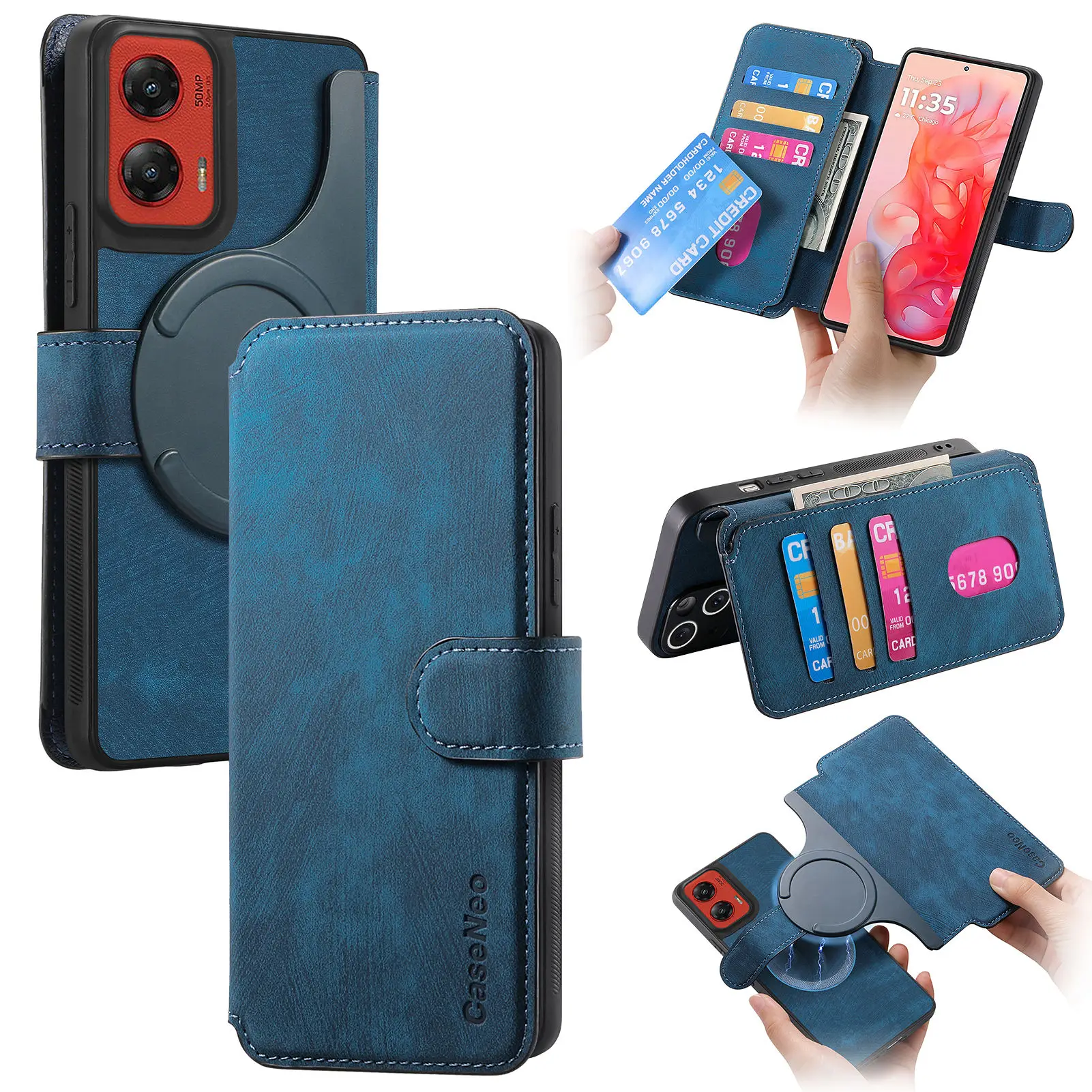 Leather flip magnetic suction detachable Back Cover For Motorola Moto G Stylus 5G (2024) 6.7 