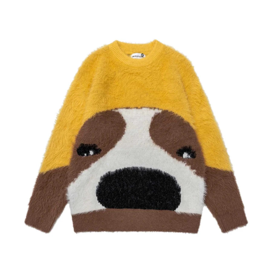 Designer High Quality Cartoon Puppy Print Sweater Women's Long Sleeve Harajuku Style Sweet Jumper for Autumn Winter