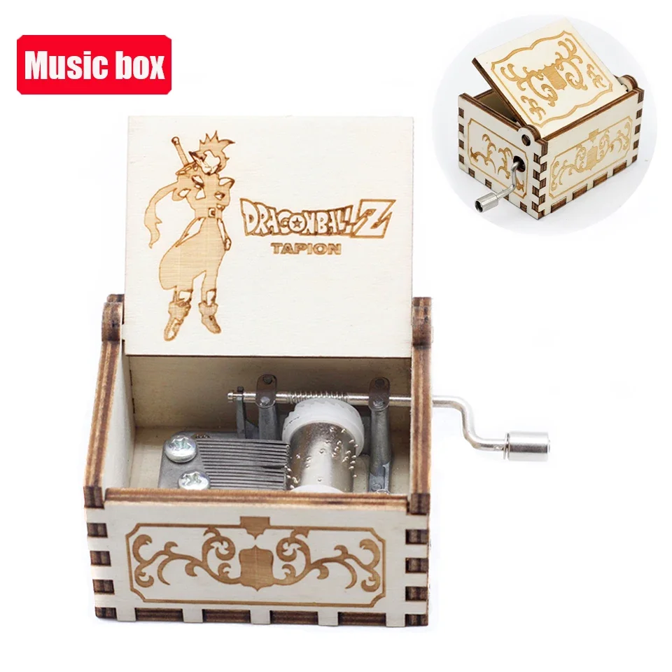 //Antik geschnitzte hölzerne Handkurbel Dragon Ball Spieluhr Actionfigur Sammlung Modell Spielzeug Geschenke Weihnachtsgeschenk Geburtstagsgeschenk