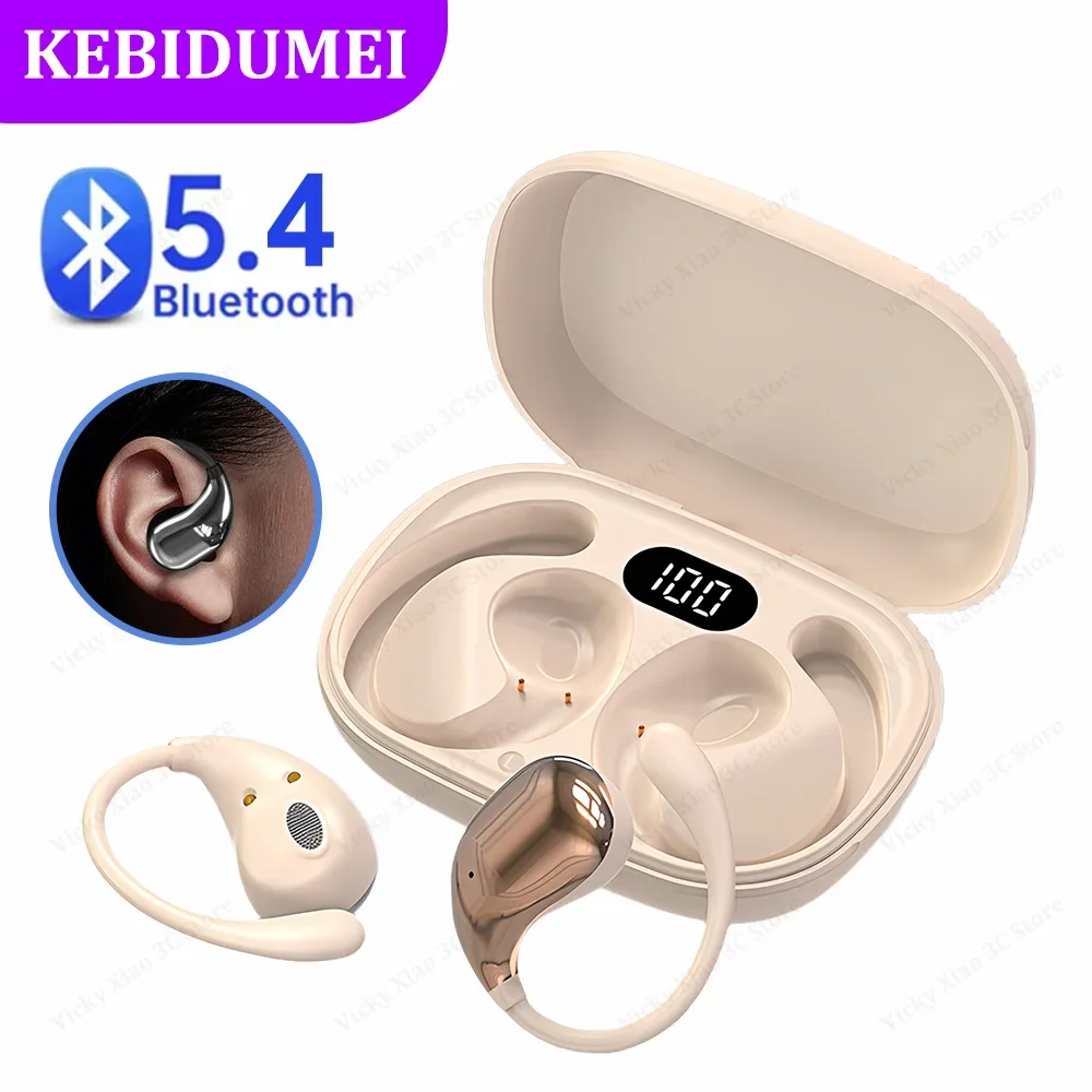 Bluetooth 5.4 Headphones Ear Hook Wireless Earphones HiFi Stereo Sports Gaming Headsets LED Touch Control Earbuds for Xiaomi