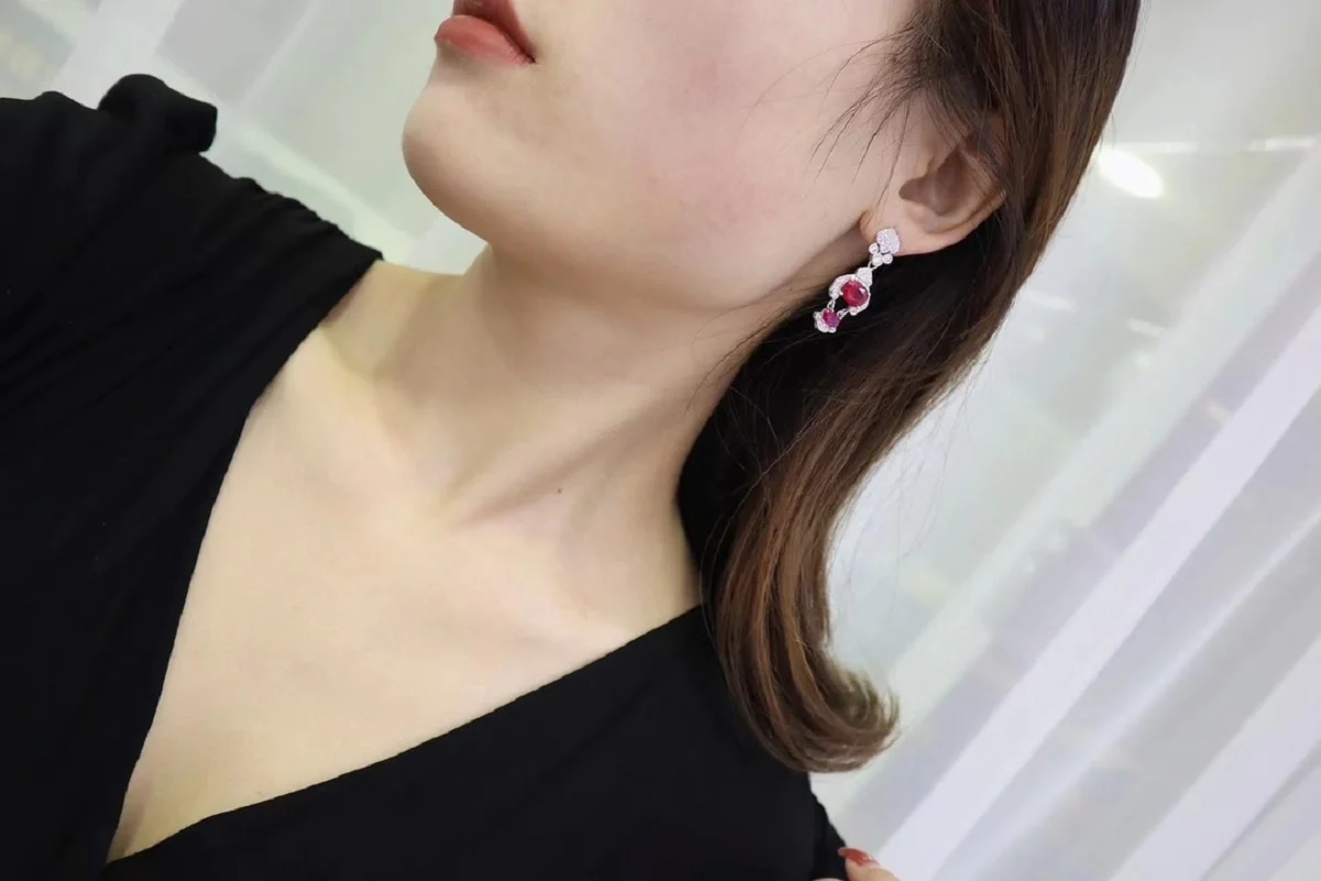 Pirmiana Three Color Red Green Blue S925 Silver Tassel Earrings Fashion Jewelry Women