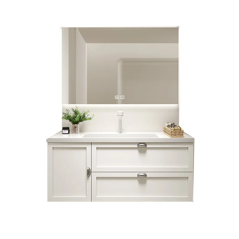 

Light luxury bathroom cabinet combination rock slab ceramic integrated basin toilet washstand bathroom cabinet