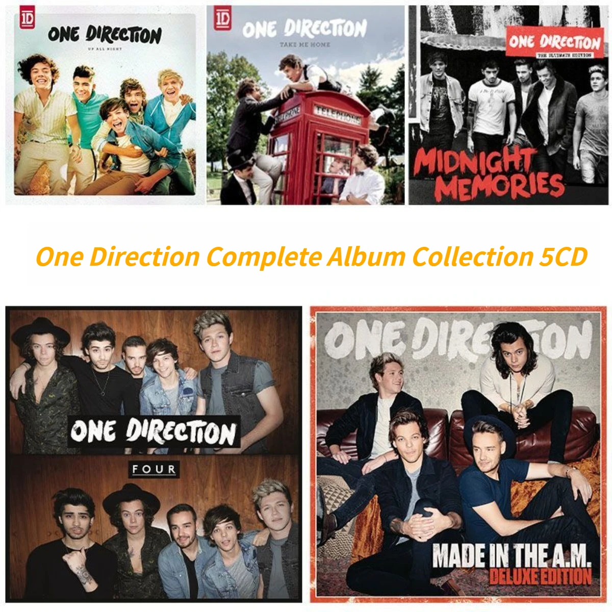 

One Direction Complete Album Collection - Only CD Ultimate Iconic Pop Boy Band Masterpiece Hits with Fan-Favorite Tracks 5CD