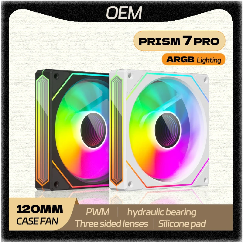 

OEM PRISM 6 PRO Компьютерный вентилятор 120 мм 5 В 3-контактный ARGB 4-контактный ШИМ охлаждающий вентилятор 12 В Большой объем воздуха