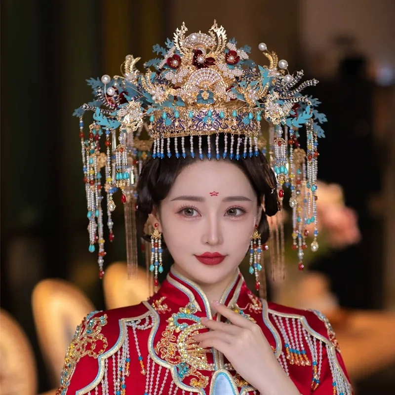 

YYHC-Ming Dynasty Hanfu female new Chinese bridal headwear Ancient Xiuhe hair ornaments atmospheric wedding crown heavy