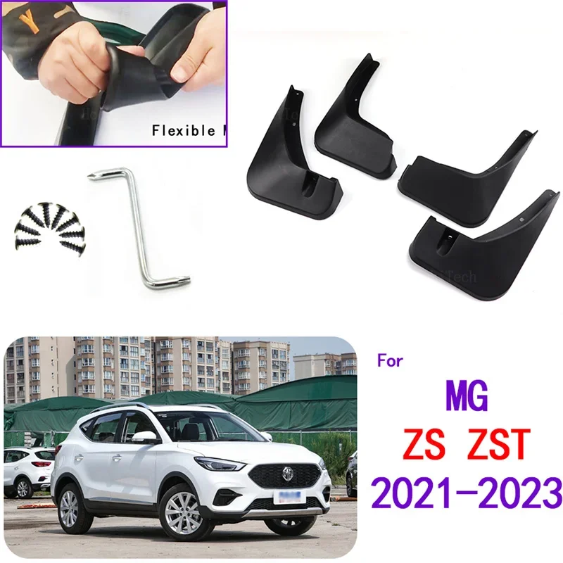 Mud Flaps No Drill Mudguards Winter Splash Guards Front Rear Fender Protector For MG ZS EV ZX PLUS ZST VS ZS11 2021 2022 2023