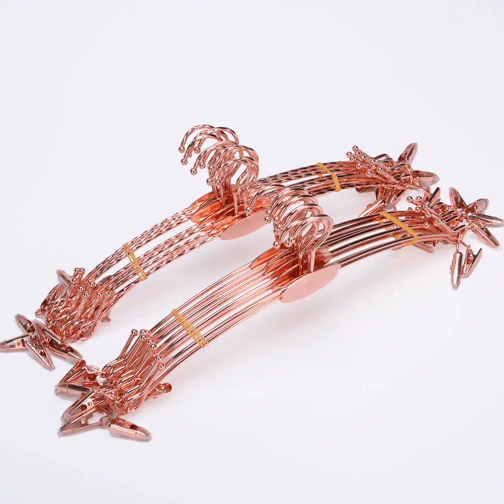 

10pcs Clothes Hangers Anti Slip Clip Hanger for Bra Pants Premium Material Portable Indoor Outdoor Rose Gold