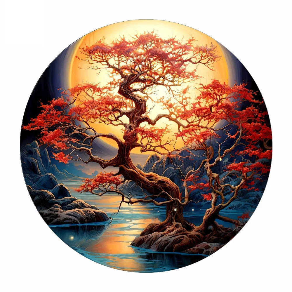 

Children High-quality Wooden Puzzle Red Maple Collection Lovers Gift Round Animal Christmas Gift Adult Decompression Wood Puzzle