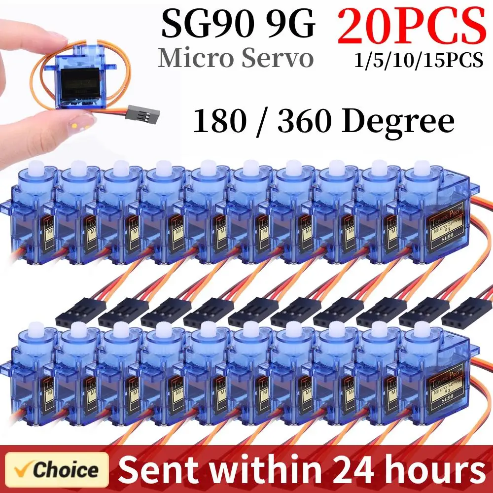 1-20pcs SG90 9G Micro Servo Servo Motor for RC Planes Robot Arm 180°/360° Fixed-Wing Servo Motor Control for Airplane Helicopter