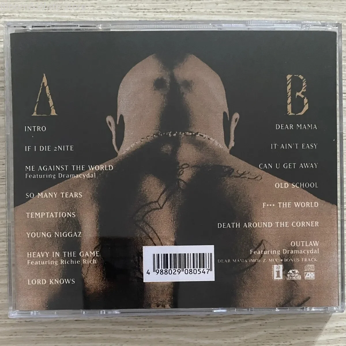 Mainland China Version 2Pac Me Against The World R&B Hip Hop CD Album, Intro Track Music Record for Car Walkman Collection Box
