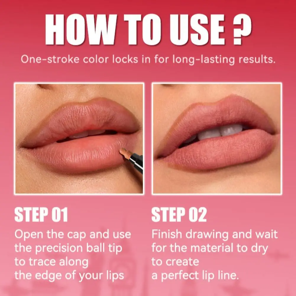 2025 Novo [MLSMILE] Delineador labial e batom de 6 cores: lápis labial antiaderente fácil de colorir com caneta exclusiva com design de ponta à prova d'água