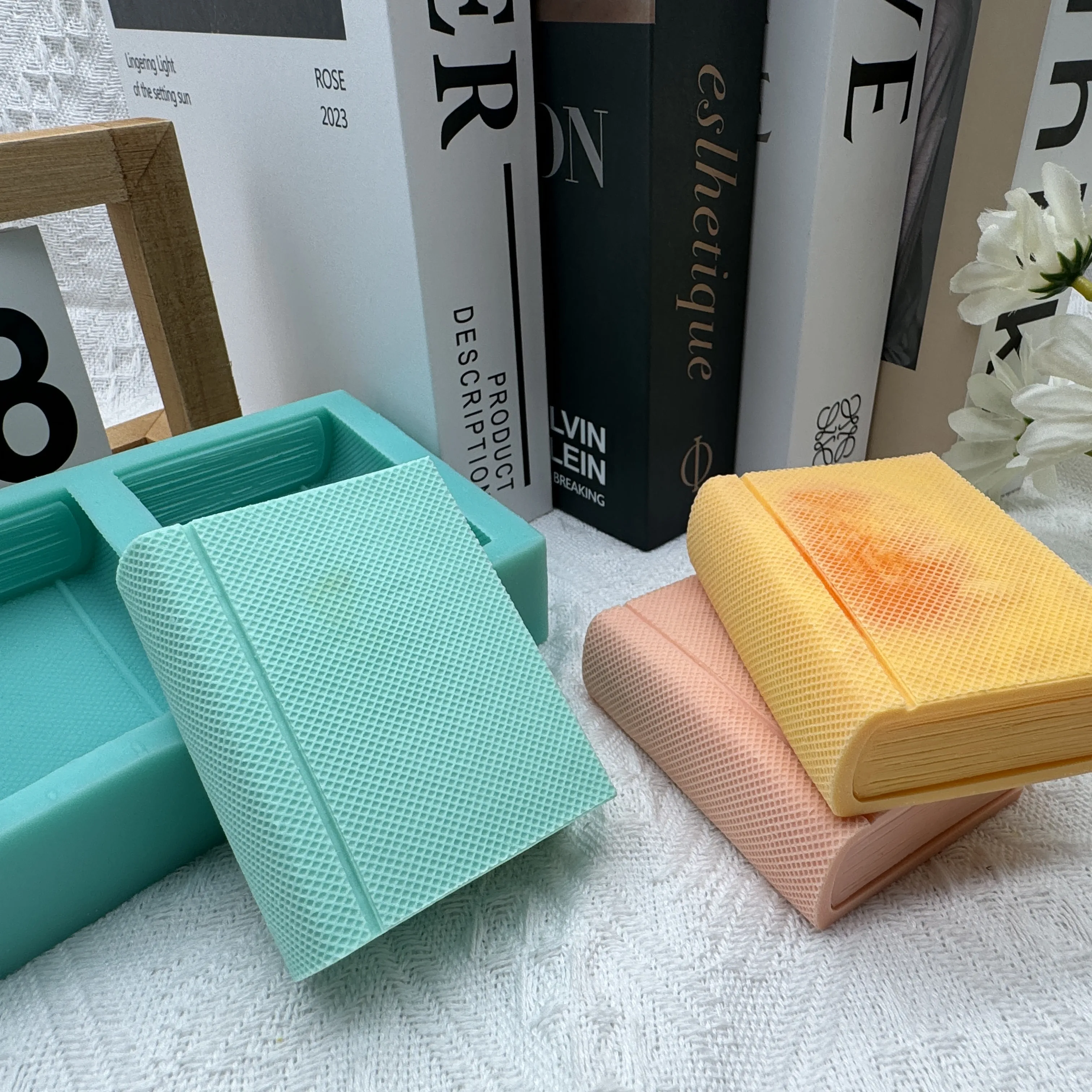 Two Cavities Book Silicone Soap Mold DIY Candle Wax Gypsum Resin Craft Mould Food Grade Chocolate Cake Molds