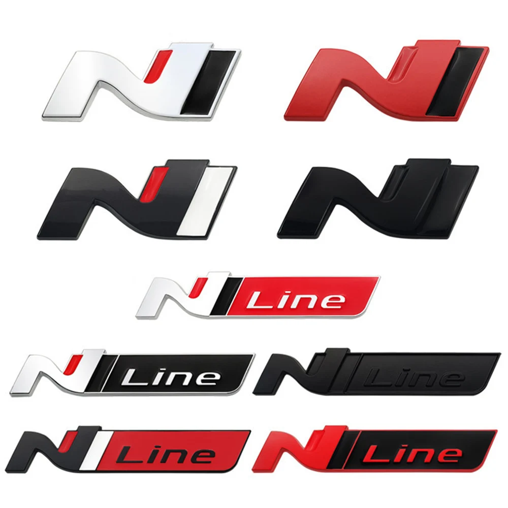 For Hyundai Veloster JS i10 i20 i30 PD Tucson Sonata DN8 Kona Elantra AD Avante N N-line Nline 3D Metal Trunk Fender Car Sticker