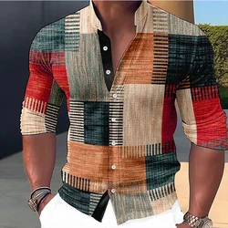 Linen men's casual stand collar stylish comfortable soft long sleeve shirt designer design new 2024 men's tops a range of colors