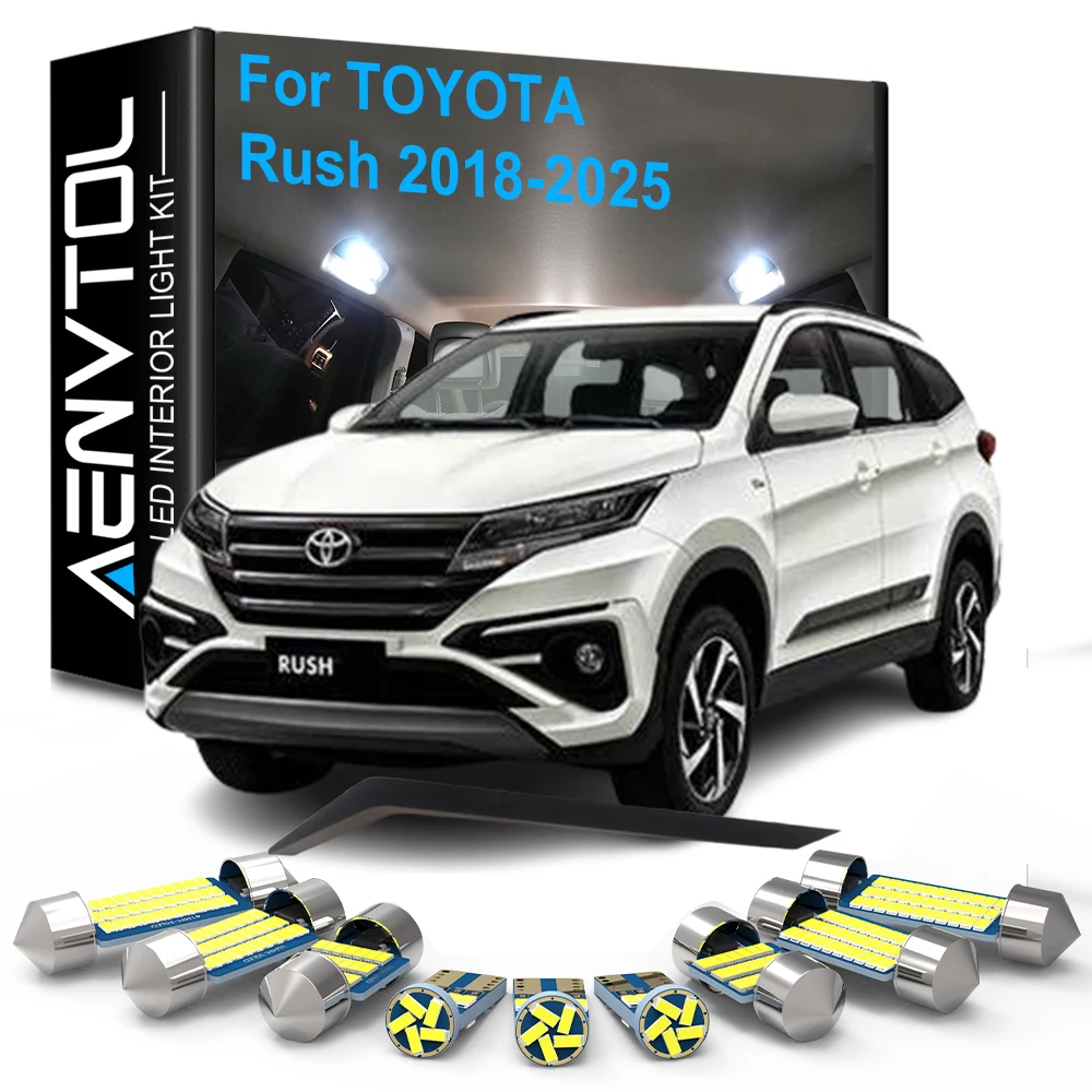 8pcs Car LED Interior Lights Canbus For Toyota Rush 2018 2019 2020 2021 2022 2023 2024 2025 Dome Read Trunk License Plate Lamps