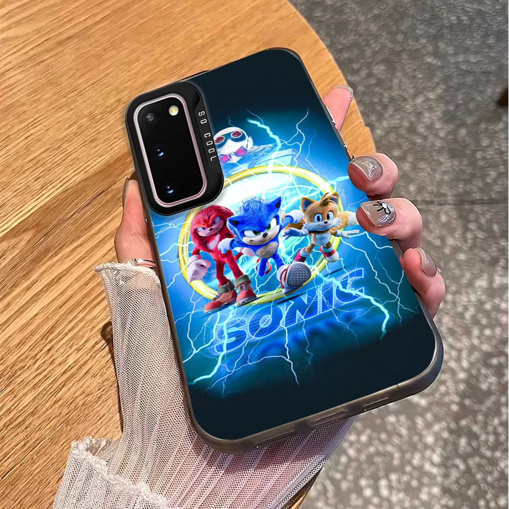 Cartoon Film S-Sonic 3 Phone Case For Samsung S23 S24 S22 A71 A55 ULTRA PLUS FE Electroplated Silver IMD Laser Color Cover